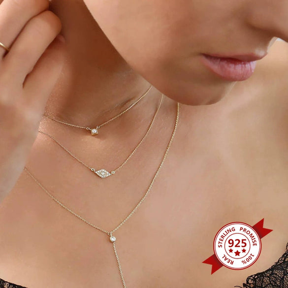Wholesale Jewelry 925 Silver Devil's Eye Geometric Pendant O Chain Necklace