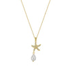 Wholesale Jewelry Silver Freshwater Pearl Starfish Pendant Necklace Minimalist Geometric Style Electroplating