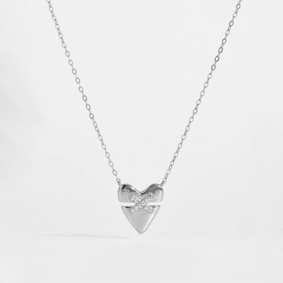 Wholesale Jewelry Silver Geometric Cross Pendant Necklace Electroplated With Platinum And 18K Gold