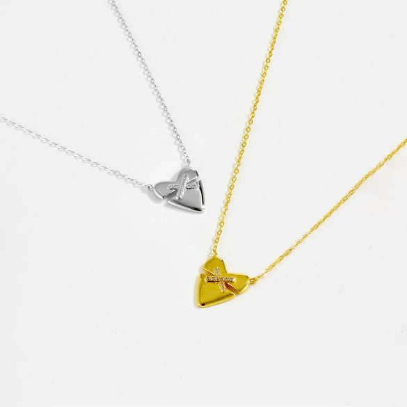 Wholesale Jewelry Silver Geometric Cross Pendant Necklace Electroplated With Platinum And 18K Gold