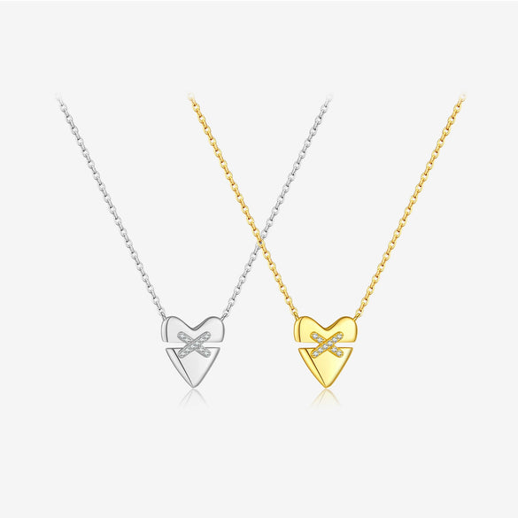 Wholesale Jewelry Silver Geometric Cross Pendant Necklace Electroplated With Platinum And 18K Gold