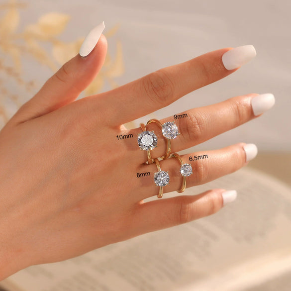 Wholesale Jewelry Silver Geometric Diamond Ring With Electroplating For Women