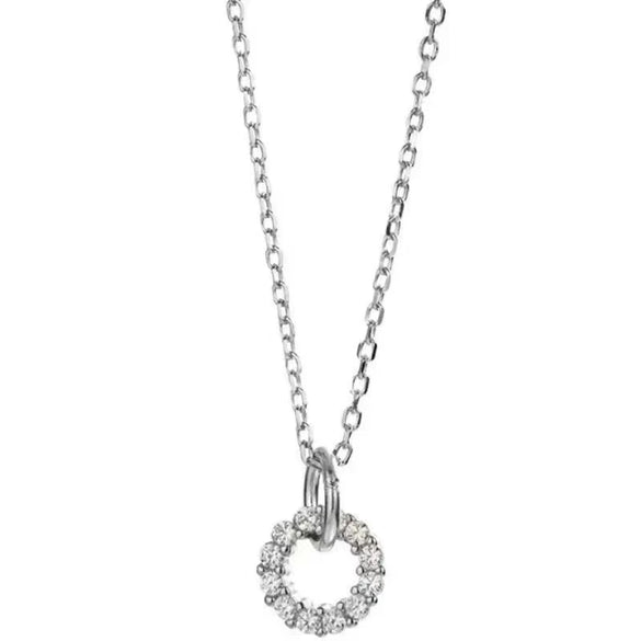 Wholesale Jewelry Silver Geometric Donut And Cross Pendant Necklace With Zircon And Diamond And Ochain Ring