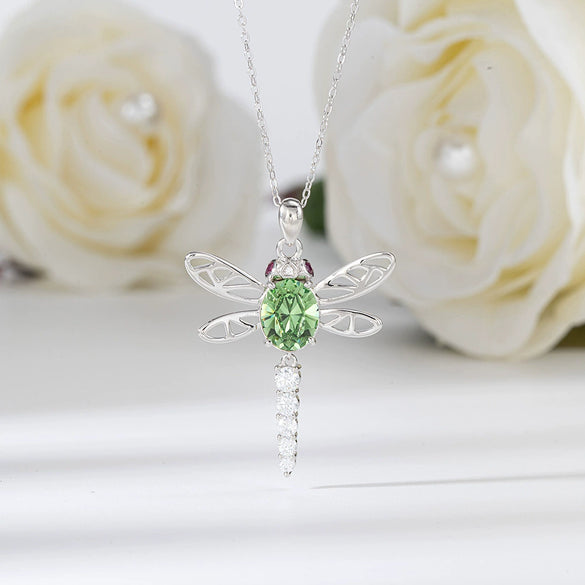 Wholesale Jewelry Silver Geometric Dragonfly Pendant Necklace With Electroplating