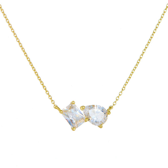 Wholesale Jewelry Silver 925 Geometric Pearshaped Square Zircon Pendant Necklace Set With Diamonds For Women