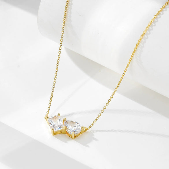 Wholesale Jewelry Silver 925 Geometric Pearshaped Square Zircon Pendant Necklace Set With Diamonds For Women