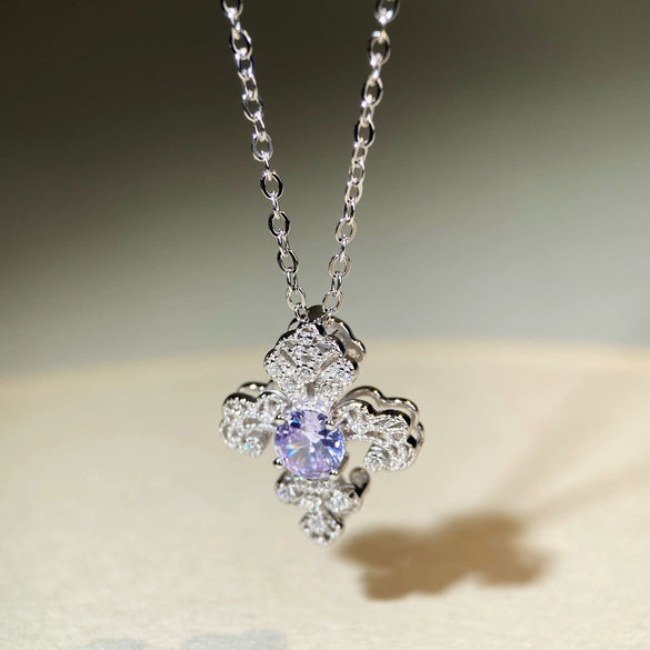 Wholesale Jewelry Silver Geometric Pendant Necklace Set With Diamonds O Word Chain