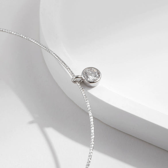 Wholesale Jewelry Silver 925 Geometric Style Single Diamond Casual Clavicle Necklace For Women