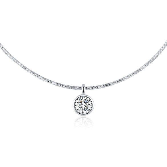 Wholesale Jewelry Silver 925 Geometric Style Single Diamond Casual Clavicle Necklace For Women
