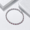 Wholesale Jewelry Silver Geometric Tennis Chain Bracelet With Red Zircon Electroplated