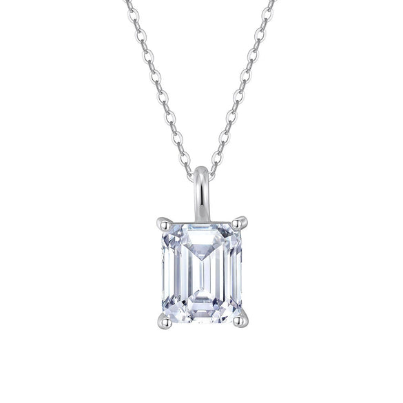 Wholesale Jewelry 925 Silver Geometric Zircon Pendant Necklace With Electroplating And Sugar Cube Shape