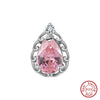 Wholesale Jewelry 925 Silver Inlaid Pink Dropshaped Zircon Pendant Geometric Style Electroplated Necklace For Women