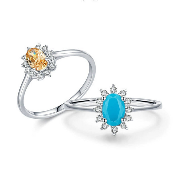 Wholesale Jewelry Silver 925 Inlaid Turquoise Geometric Original Design Ring For Women