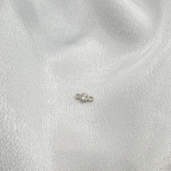 Wholesale Jewelry Silver 925 Inlaid Zircon Double Hanging Round Diy Semi Finished Bracelet Necklace Connecting Piece Material