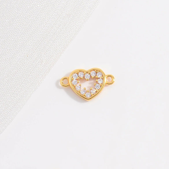 Wholesale Jewelry Silver Inlaid Zirconia Heart Shaped Connector Accessories