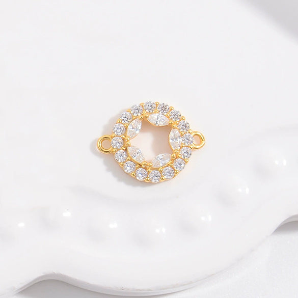 Wholesale Jewelry Silver Inlaid Zirconia Heart Shaped Connector Accessories