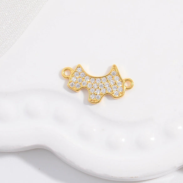 Wholesale Jewelry Silver Inlaid Zirconia Heart Shaped Connector Accessories