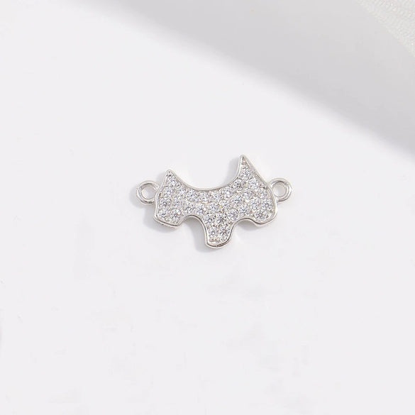 Wholesale Jewelry Silver Inlaid Zirconia Heart Shaped Connector Accessories