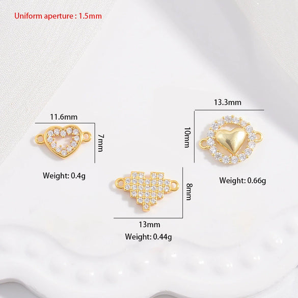 Wholesale Jewelry Silver Inlaid Zirconia Heart Shaped Connector Accessories