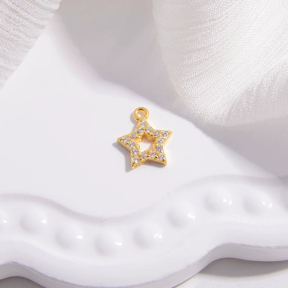 Wholesale Jewelry Silver 925 Love Minimalist Hollow Fivepointed Star Goldfish Pendant With Zirconia Design