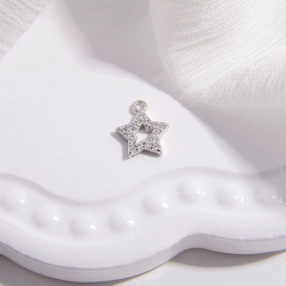 Wholesale Jewelry Silver 925 Love Minimalist Hollow Fivepointed Star Goldfish Pendant With Zirconia Design
