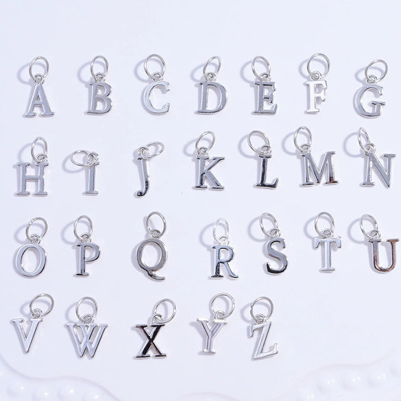 Wholesale Jewelry Silver Minimalist Letter Pendant Electroplated Accessories For Bracelet Necklace Earrings