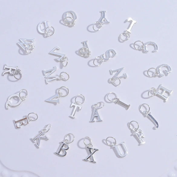 Wholesale Jewelry Silver Minimalist Letter Pendant Electroplated Accessories For Bracelet Necklace Earrings