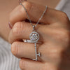 Wholesale Jewelry Silver Moissanite Key Pendant Necklace With Geometric Pattern