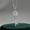 Wholesale Jewelry Silver Moissanite Key Pendant Necklace With Geometric Pattern