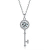 Wholesale Jewelry Silver Moissanite Key Pendant Necklace With Geometric Pattern