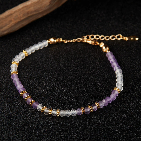 Wholesale Jewelry Silver Natural Amethyst White Crystal Geometric Handmade Pendant Necklace For Women