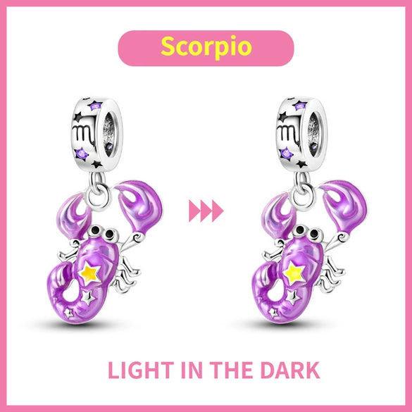 Wholesale Jewelry 925 Silver Plated Copper Magic Luminous Twelve Constellation Pendant
