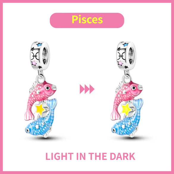 Wholesale Jewelry 925 Silver Plated Copper Magic Luminous Twelve Constellation Pendant