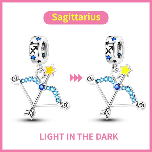 Wholesale Jewelry 925 Silver Plated Copper Magic Luminous Twelve Constellation Pendant