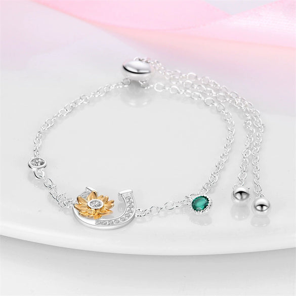 Wholesale Jewelry Silver Plated Electroplated Magic Eye Sunflower Horseshoe Bracelet For Women