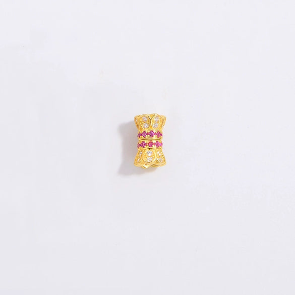 Wholesale Jewelry 925 Silver Set With Zircon Small Waist Pattern Barrel Beads Spacer Beads Pearl Buckle