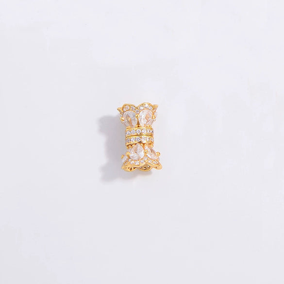 Wholesale Jewelry 925 Silver Set With Zircon Small Waist Pattern Barrel Beads Spacer Beads Pearl Buckle