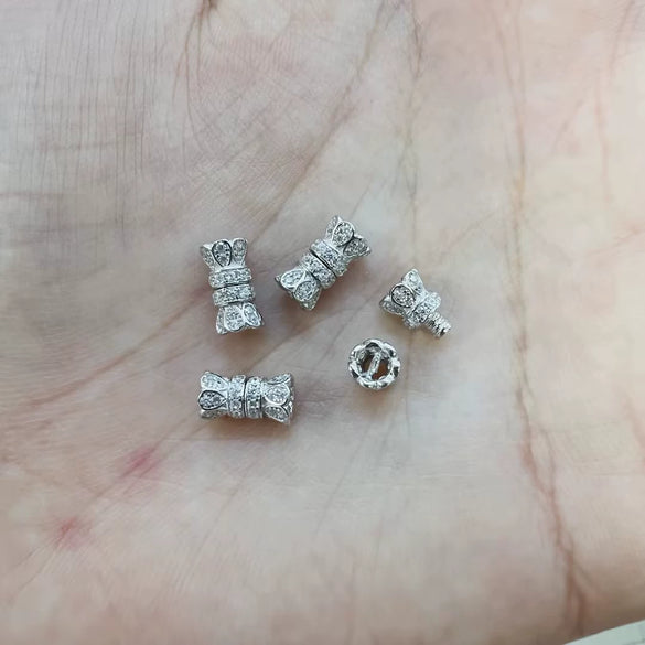 Wholesale Jewelry 925 Silver Set With Zircon Small Waist Pattern Barrel Beads Spacer Beads Pearl Buckle