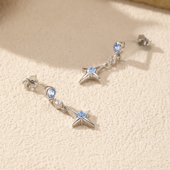 Wholesale Jewelry Silver 925 Shining Star Geometric Pendant Earrings Set With Diamonds For Women