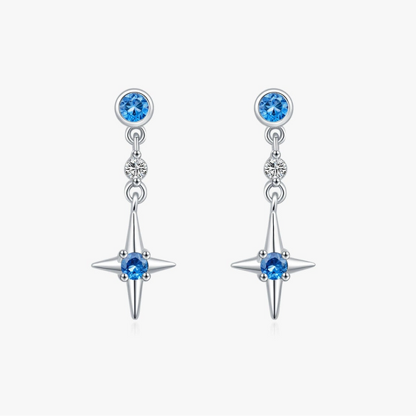 Wholesale Jewelry Silver 925 Shining Star Geometric Pendant Earrings Set With Diamonds For Women