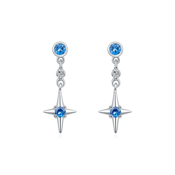 Wholesale Jewelry Silver 925 Shining Star Geometric Pendant Earrings Set With Diamonds For Women