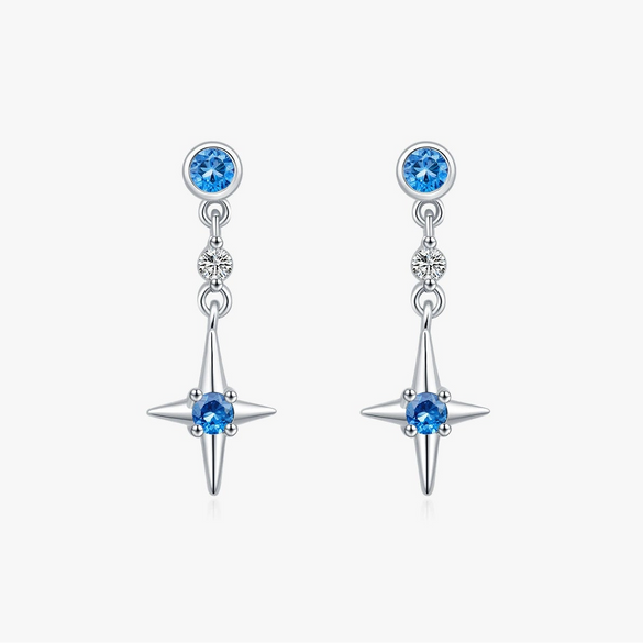 Wholesale Jewelry Silver 925 Shining Star Geometric Pendant Earrings Set With Diamonds For Women