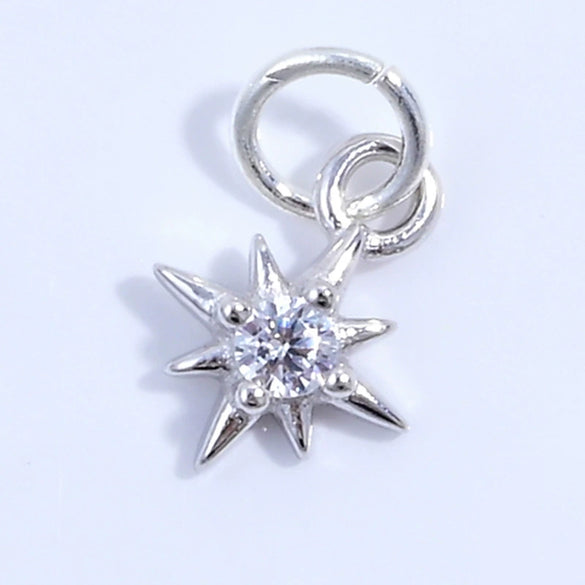 Wholesale Jewelry Silver 925 Star Pendant With Zirconia For Bracelet Necklace Earrings