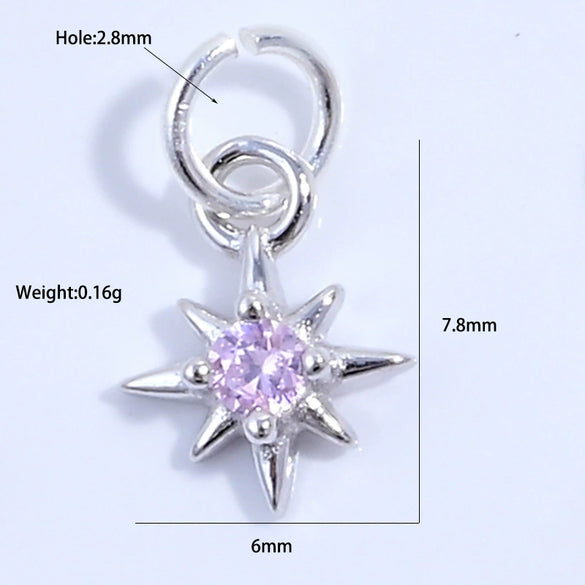 Wholesale Jewelry Silver 925 Star Pendant With Zirconia For Bracelet Necklace Earrings