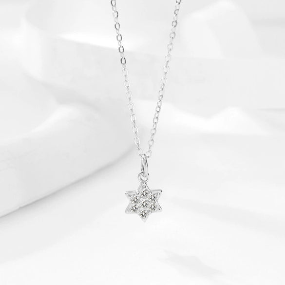 Wholesale Jewelry 925 Silver Starshaped Zircon Necklace And Earrings