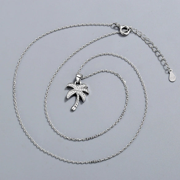 Wholesale Jewelry Silver 925 Sterling Crystal Geometric Small Coconut Pendant Clavicle Chain Electroplated For Women