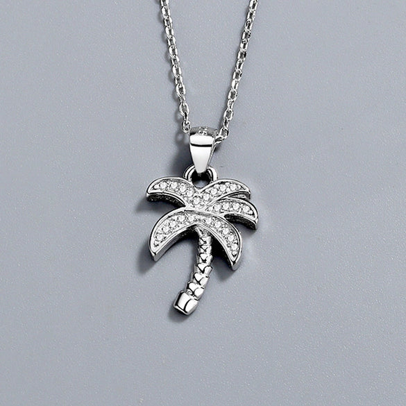 Wholesale Jewelry Silver 925 Sterling Crystal Geometric Small Coconut Pendant Clavicle Chain Electroplated For Women