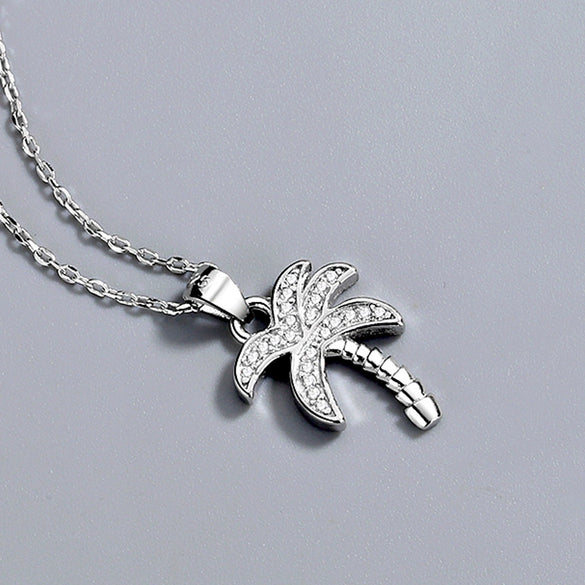 Wholesale Jewelry Silver 925 Sterling Crystal Geometric Small Coconut Pendant Clavicle Chain Electroplated For Women