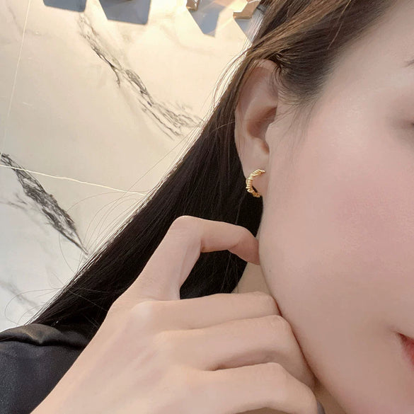 Wholesale Jewelry Silver 925 Sterling Geometric Knot Ear Buckle Earrings Electroplated
