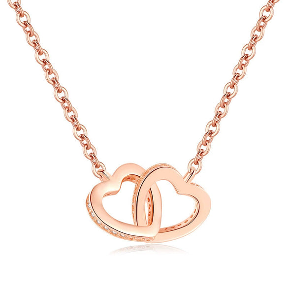 Wholesale Jewelry Silver 925 Sterling Heart Shape Double Ring Necklace